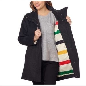 Pendleton Glacier Stipe charcoal grey wool funnel neck coat/jacket. Size Large